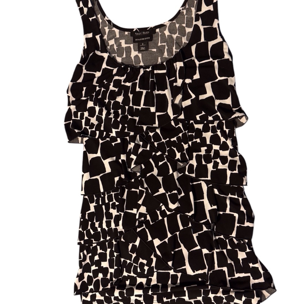 Black and White Sleeveless Ruffle Top